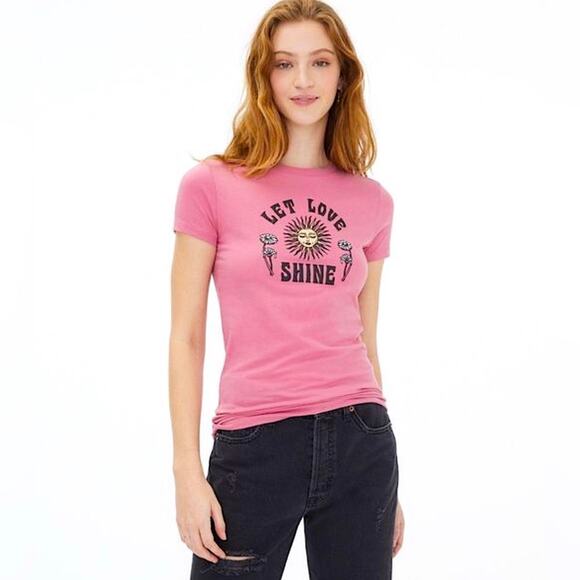 Aeropostale Let Love Shine Graphic Tee Mauve Pink SM - Picture 1 of 7